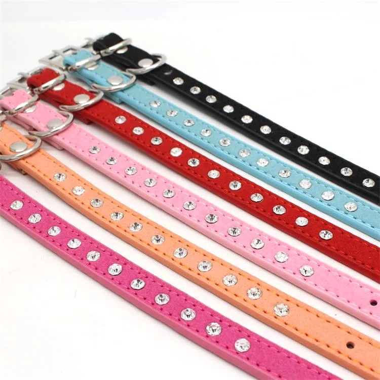 Diamond Rhinestone Cat Collar Puppy Kitten Collar Leather Strap Kitten Pets Accessories Cats Dogs Shinning Collar