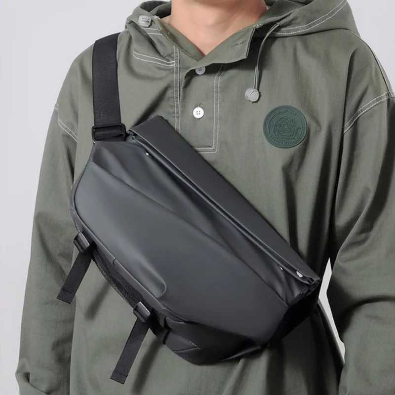 Bolso de pecho de nailon para hombre, bandolera de cintura a la moda, bolsa de viaje para teléfono, bolsa de cadera impermeable para ciclismo y