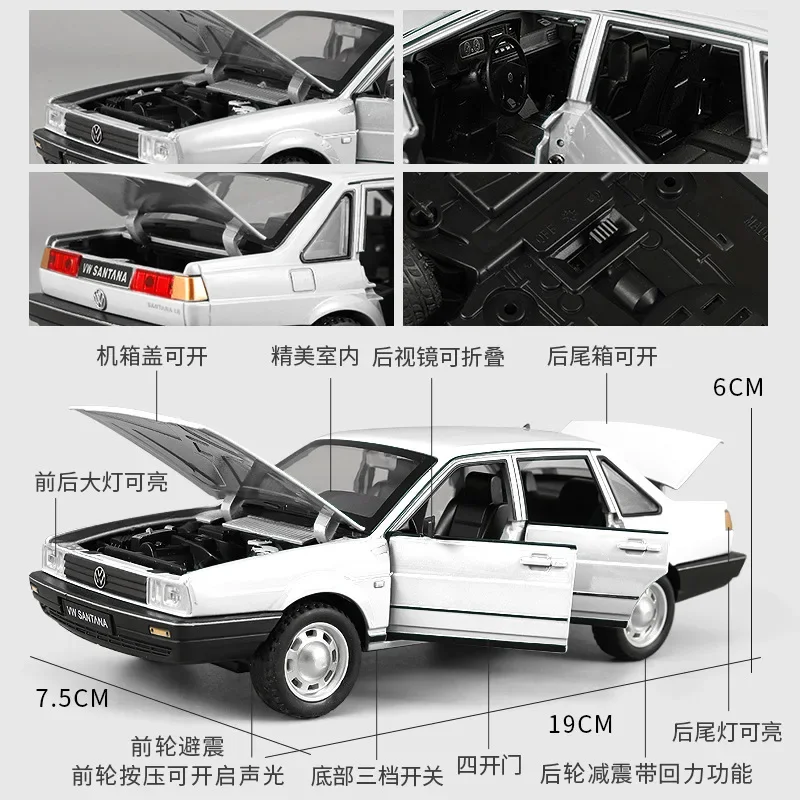 1:24 Volkswagen Santana hohe Simulation Druckguss Metall legierung Modell auto Sound Licht zurückziehen Sammlung Kinder Spielzeug Geschenke