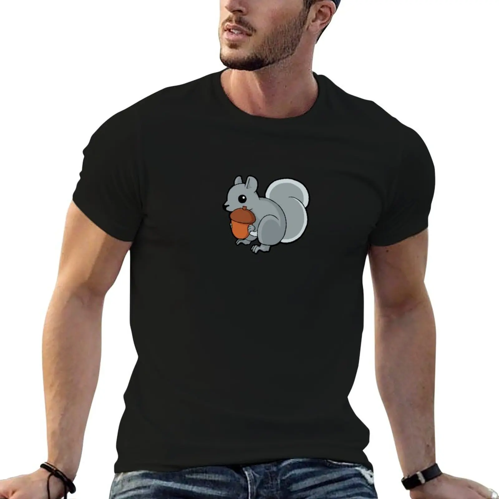 Little Grey Squirrel T-Shirt Big Size Short Sleeve Tee for Men