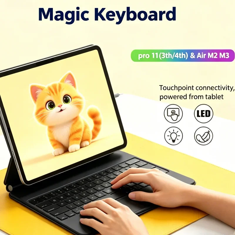 Teclado Ipad 키보드 Multi idioma Pogo Pin Smart Keyboard Case Trackpad 2025 para IPad Air 11 M3 10.9 Pro 11