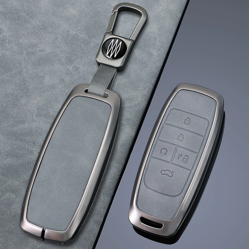 New Zinc Alloy Leather Car Remote Key Case Cover Holder Shell for GAC Trumpchi AION Y Plus S V LX IA5 Auto Interior Accessories