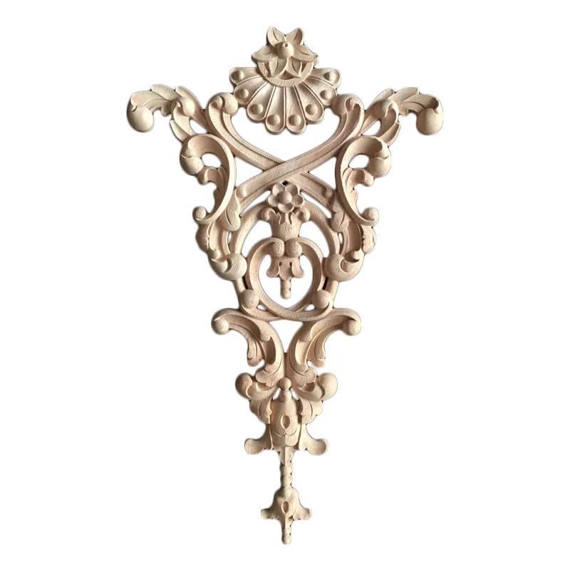 Solid Wood Door Lintel Applique Decorative Flat Floor Empty Wooden Relief Flower Home Decoration Accessories Miniaturas Decor
