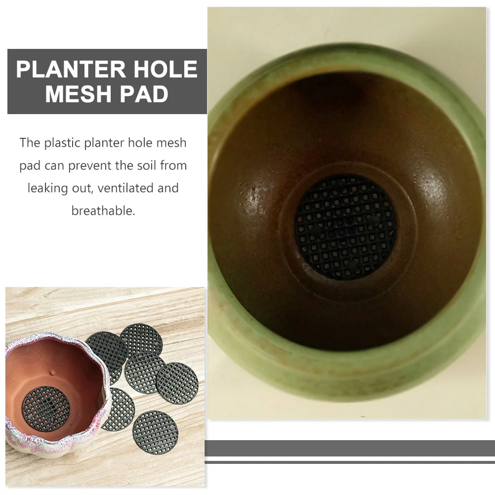 

200Pcs Reusable Plastic Flower Pot Hole Mesh Pad Anti-Leak Soil Gasket for Plant Pot Bottom Ventilated Net Mat