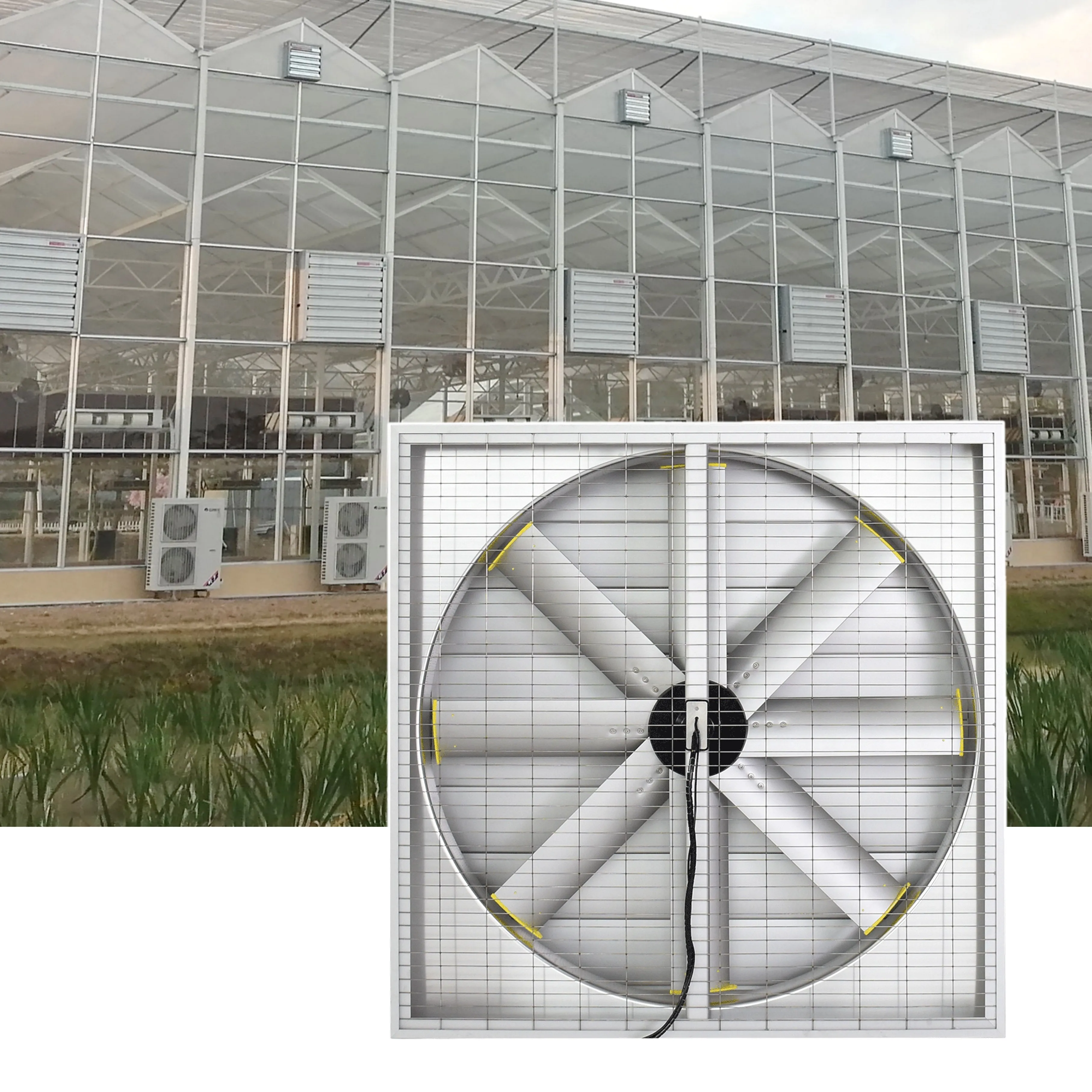 

Air Conditioning Axial Flow Exhaust Fan 8 Blades Wall Mounted Box Ventilation Roof Tool DC Solar Energy