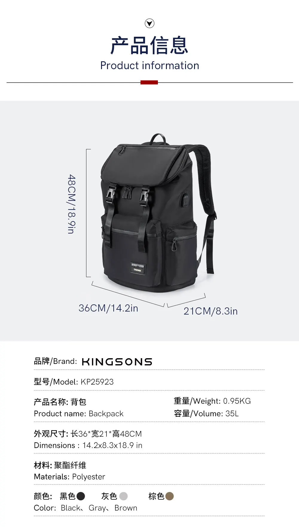 Multi-functional Laptop Backpack for Men, Travel Bag,Business Commuter Daypack with USB Port,Professional Work College Pack