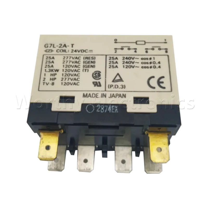 Free shipping 10pcs/lot relay 24VDC 25A 6PIN  G7L-2A-T