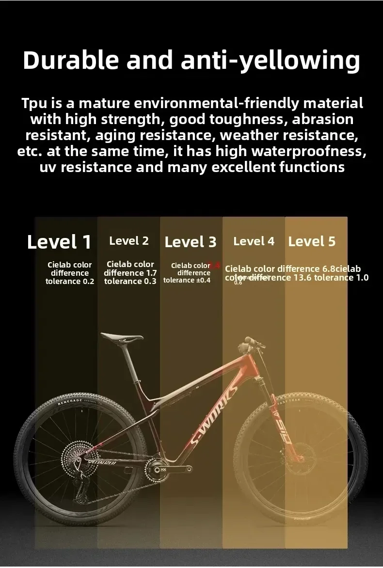 Rahmenschutzfolie für Rennräder, kratzfester, transparenter Fahrradaufkleber, MTB-Schutz, TPU, spezifisch zugeschnittene universelle Schutzfolie – Detail 2