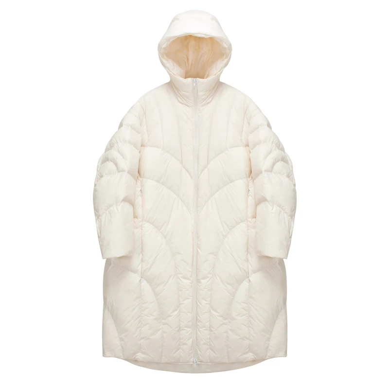 冬の新着女性の厚く暖かいミッドレングスフード付きダウンジャケット Y2K ファッションカジュアルルーズホワイトダックフェザー防風コート