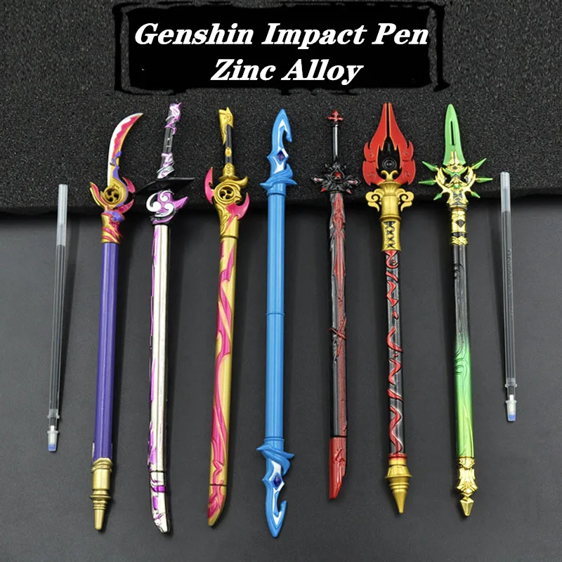 Game Genshin Impact Weapons model Stationery Nice Creative Ballpoint Pen anime Cosplay Props Sword Pens Fans Souvenir Gift 22CM