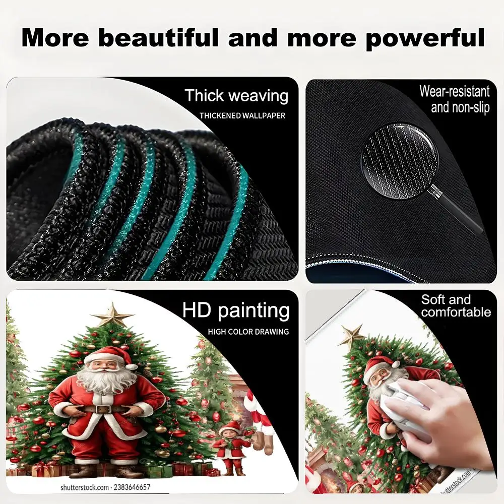 Hot-Selling Cute Christmas Santa Printing Square Mouse Pads Comfortable Gaming Mousepad Mouse Mat Keyboard Mats Desk Pad