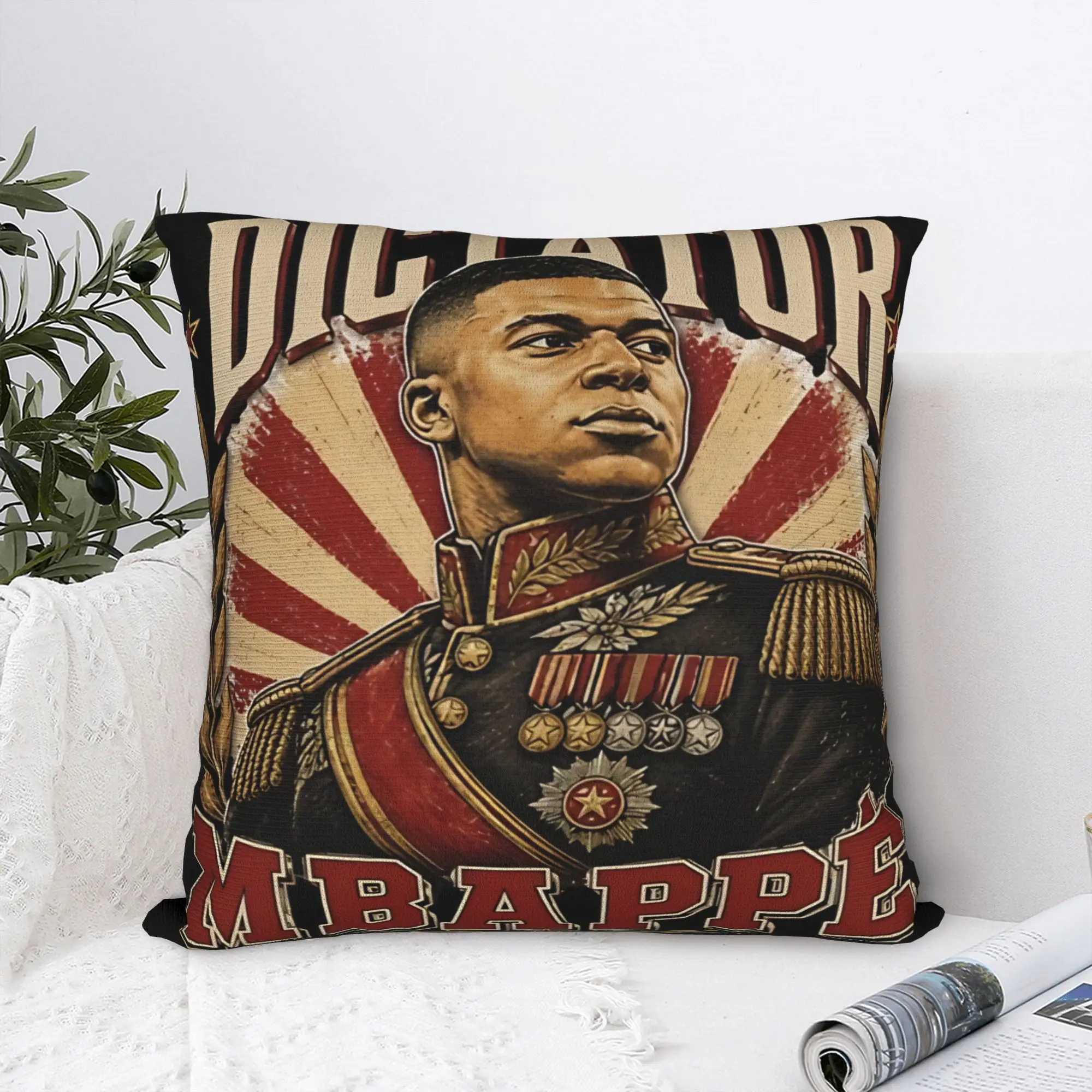 Kylians Mbappes Dictator Square Pillow Cases Funny Meme Cushion Covers Awesome Zipper Decorative Pillowcase for Home 45x45cm