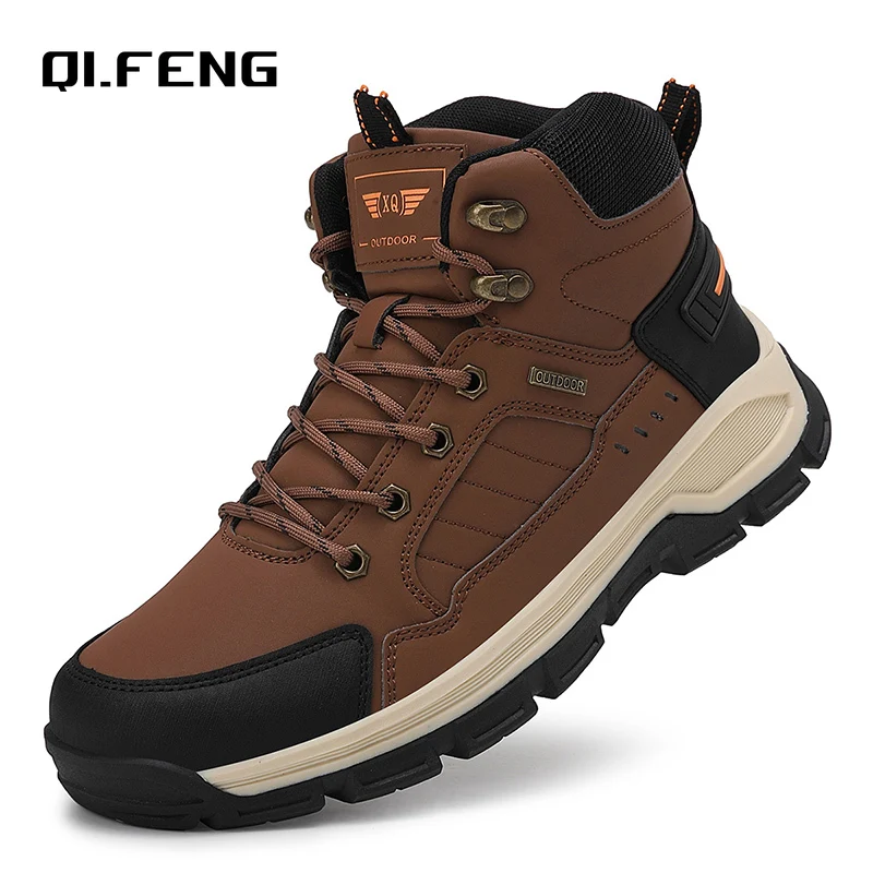 Outdoor High Top Anti slip Single Shoes Wear resistant Hiking Boots Off road Running Shoes Autumn Winter Large Men's Footwear