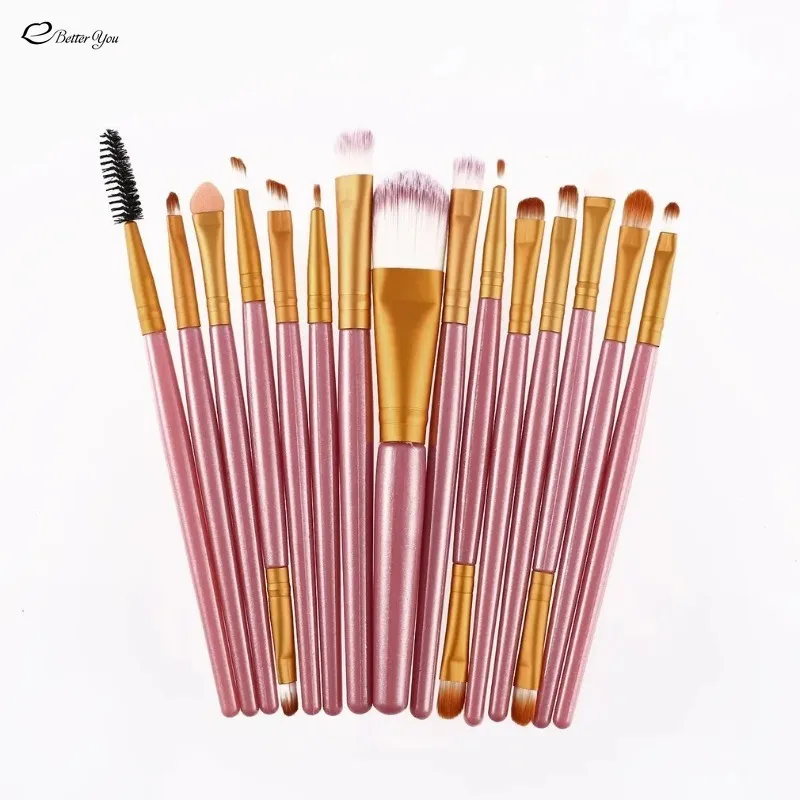 15pcs Makeup Brushes Set Kits Eyelash Lip Foundation Powder Eye Shadow Brow Eyeliner Brush Cosmetic Make Up Brush Tool New