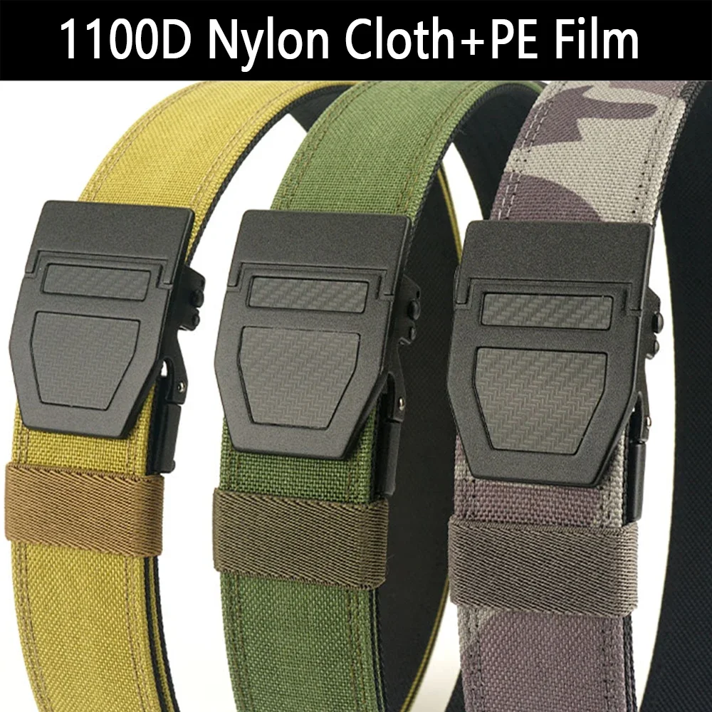 TUSHI Brand Double Layered Thickened Tactical Belt Men's Enthusiasts Outdoor Nylon 3.8 Upgraded Automatic Buckle Gun
