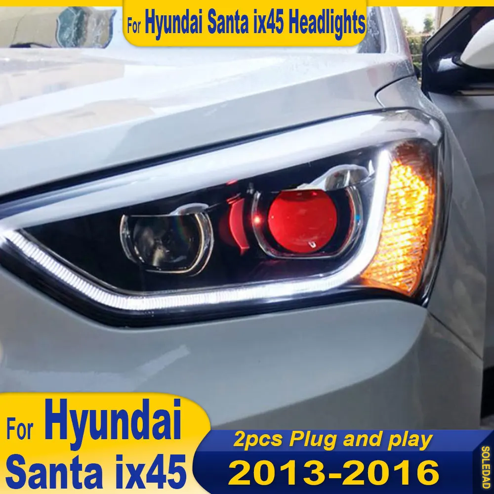 Car Headlights For Hyundai Santa fe ix45 2013 2014 2015 Modified latest Styling LED Daytime Lights Dual Projector Accessories