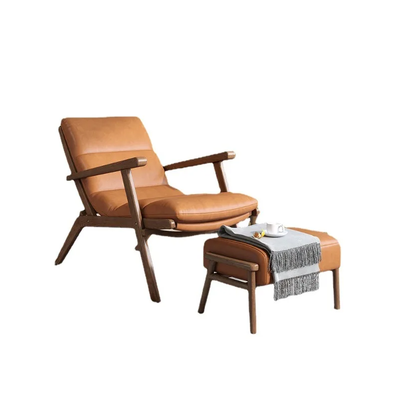

Solid wood folding recliner balcony home leisure backrest lunch break wabi sabi lazy