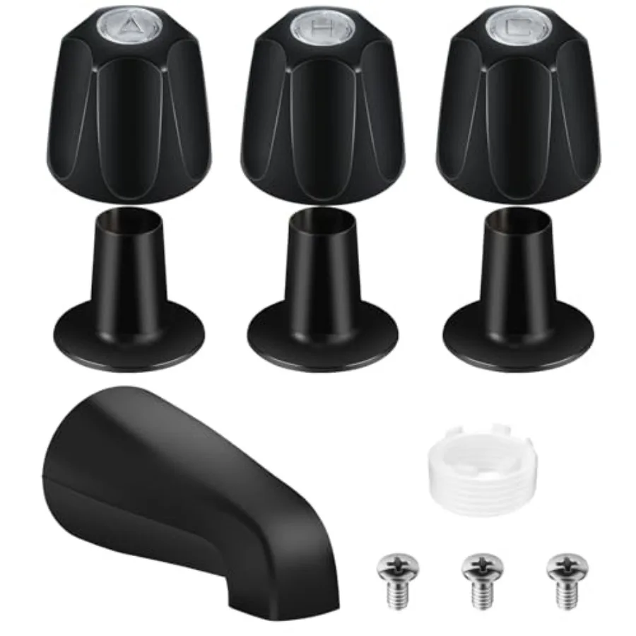 

Матовый черный комплект отделки для смесителя ванны/душевой системы с 3 ручками-кнопками, совместимый с набором ручек для смесителя Price/Pfister Verve (для ванны/душа)