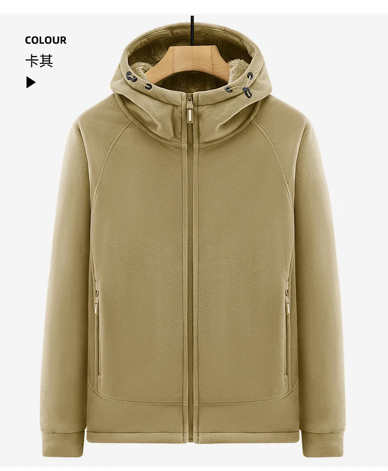 Warme herenjas, sportief sweatshirt met capuchon, jas van Oligon-stof, hoogwaardig ontwerp, warme jas met modieuze capuchon 2025, nieuw