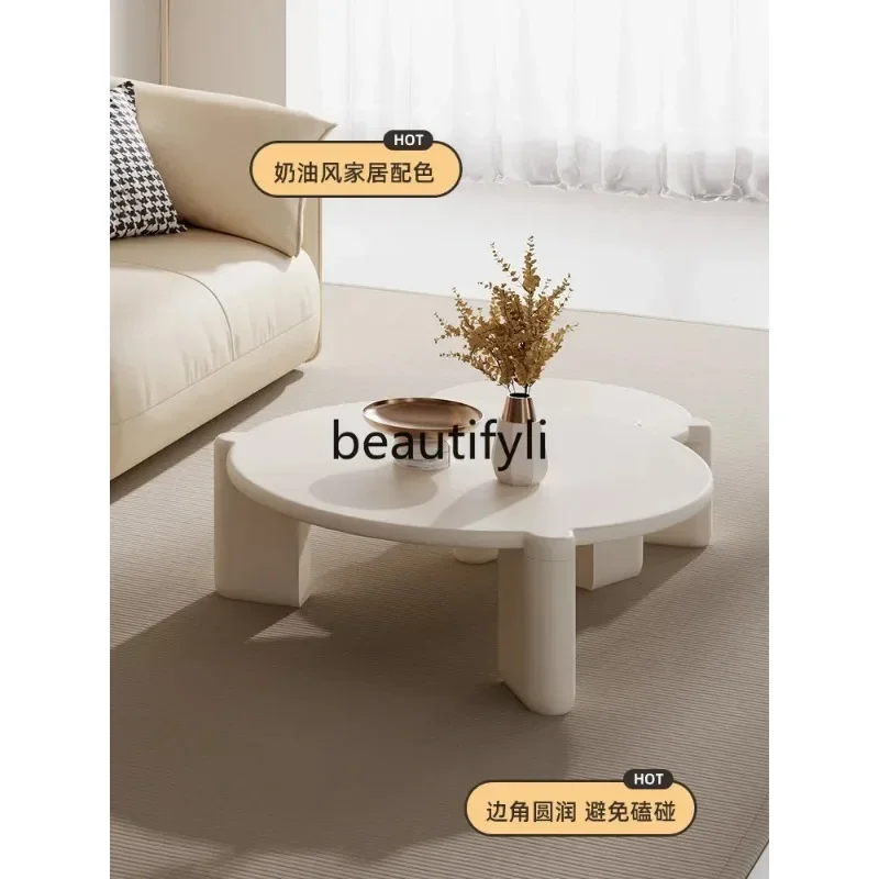 TTT  French cream wind size round coffee table household living room modern simple baking paint personalized creativity4593