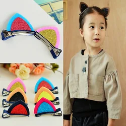 2PCS/Lot Little Girls Barrettes Cute Cat Ears Hair Clip Children Safety Hairpin Headband for Kids Hair Accessories