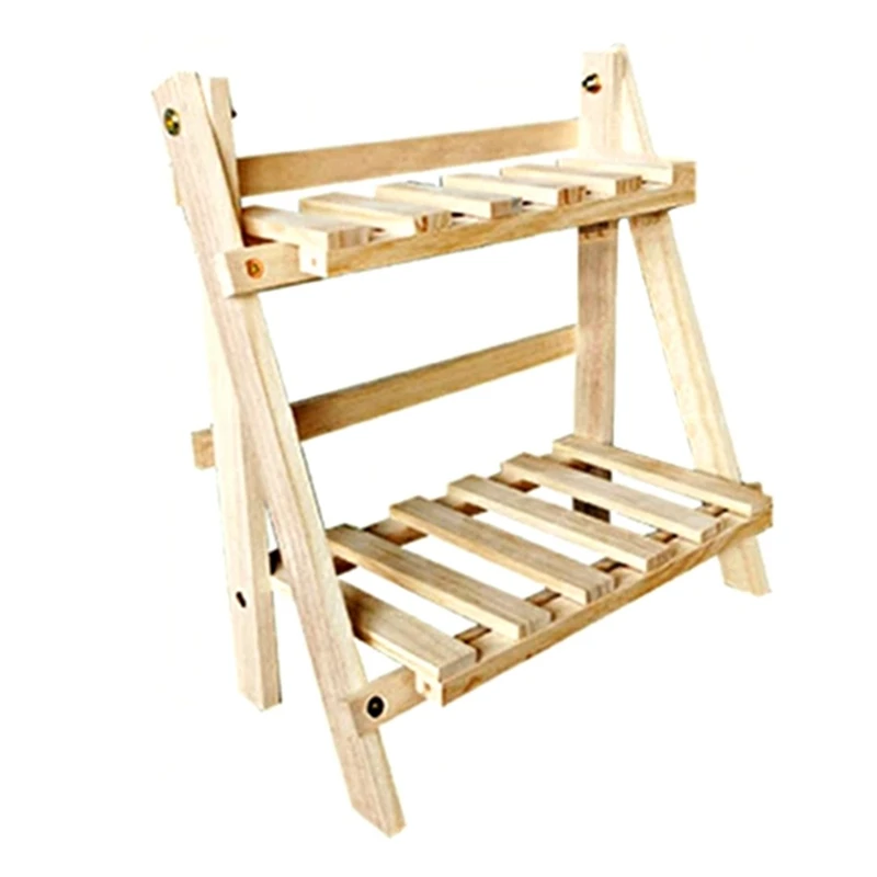 

1 Piece Wooden Desktop Storage Rack Double Log Desk Storage Rack Office Ins Simple Storage Rack Wood Color
