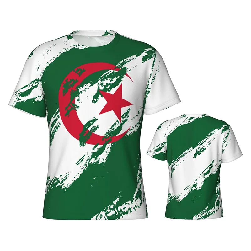 Algeria Flag T-shirt Men Women Patriotic Graffiti Print Short Sleeve Green T Shirts Casual Summer Street Football Tee Top 2025