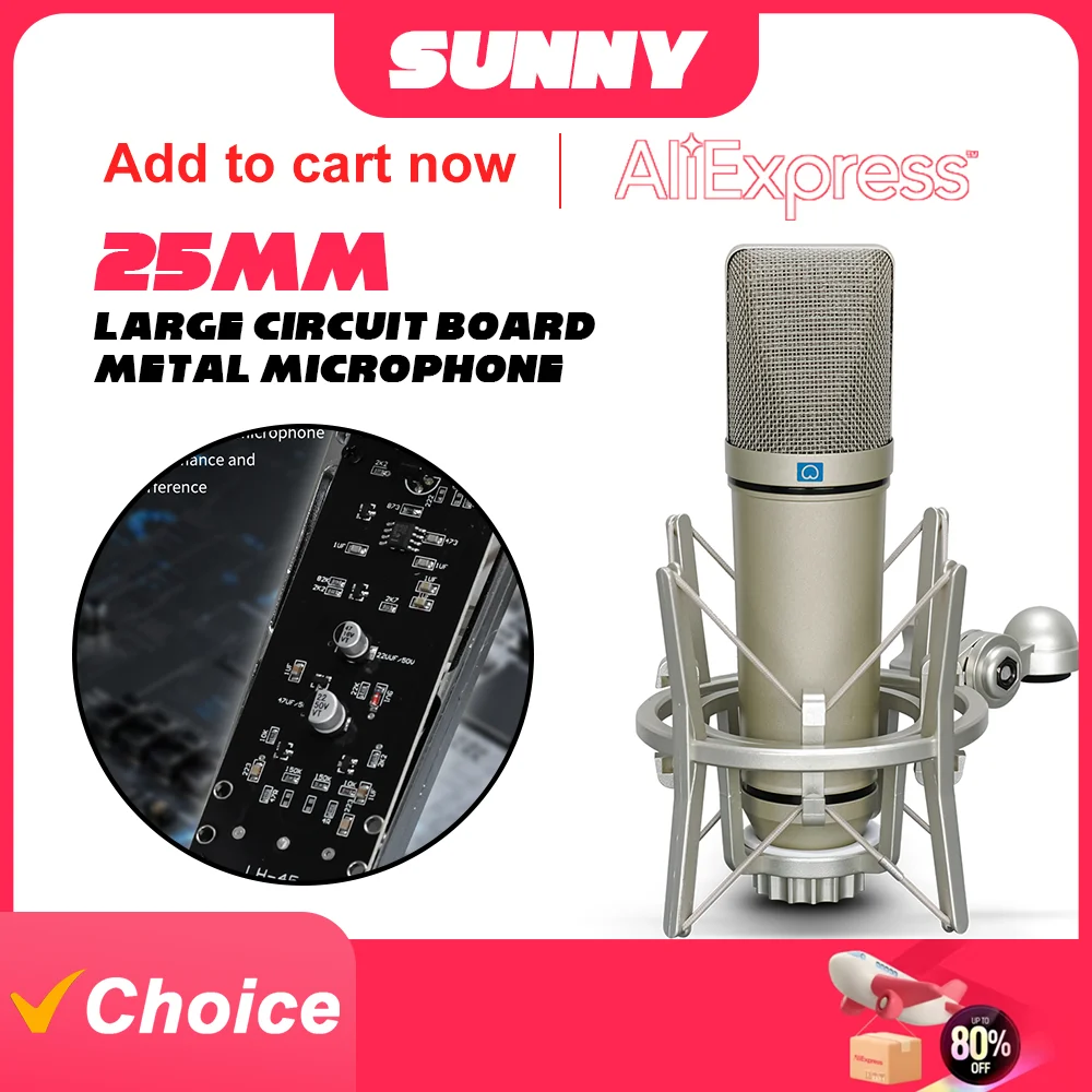 

U87 AI XLR Condenser Microphone Professional Cardioid Studio Mic for Recording Podcasting Voice Over Streaming Home Studio
