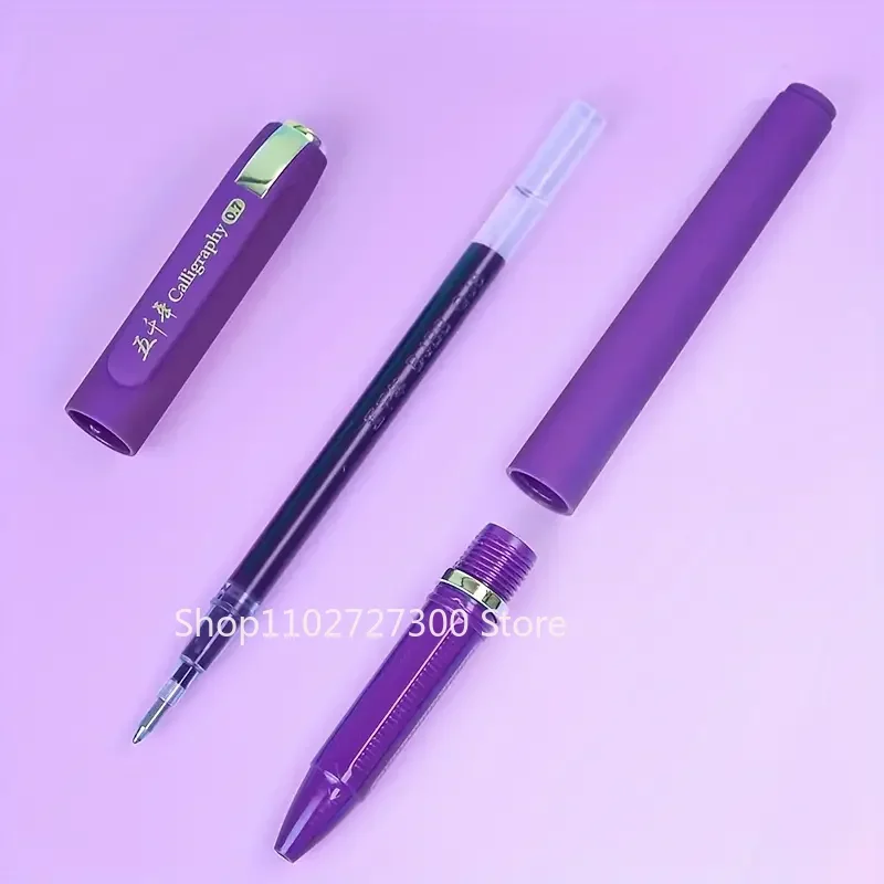 3pcs Purple Ink Gel Pens,, 0.7mm, Large Capacity Refill, Office Supplies Back To Sochool Stationery,for Writing Cute Pen