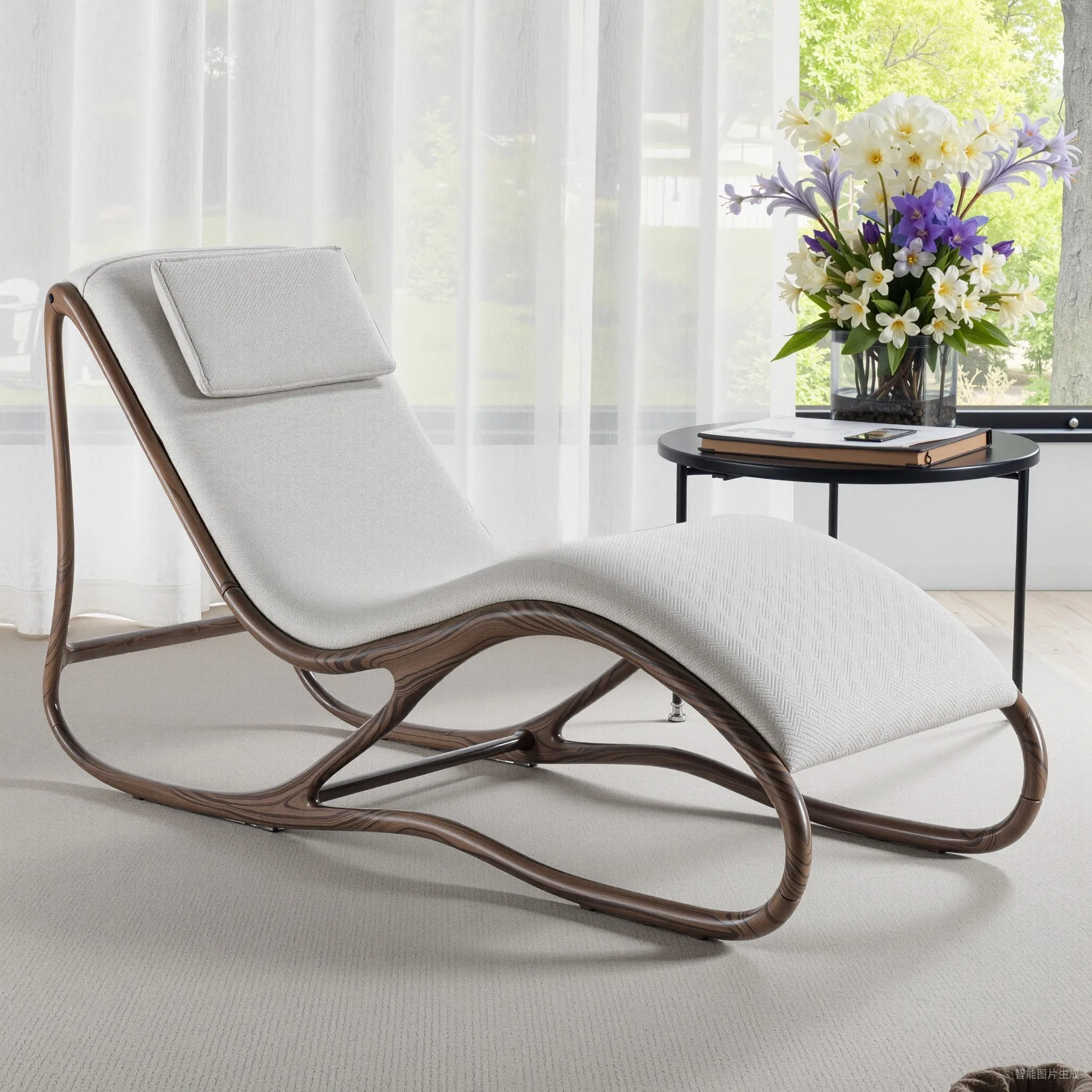 Italian minimalist black walnut single recliner modern light luxury rest sofa chair living room princess collapse study