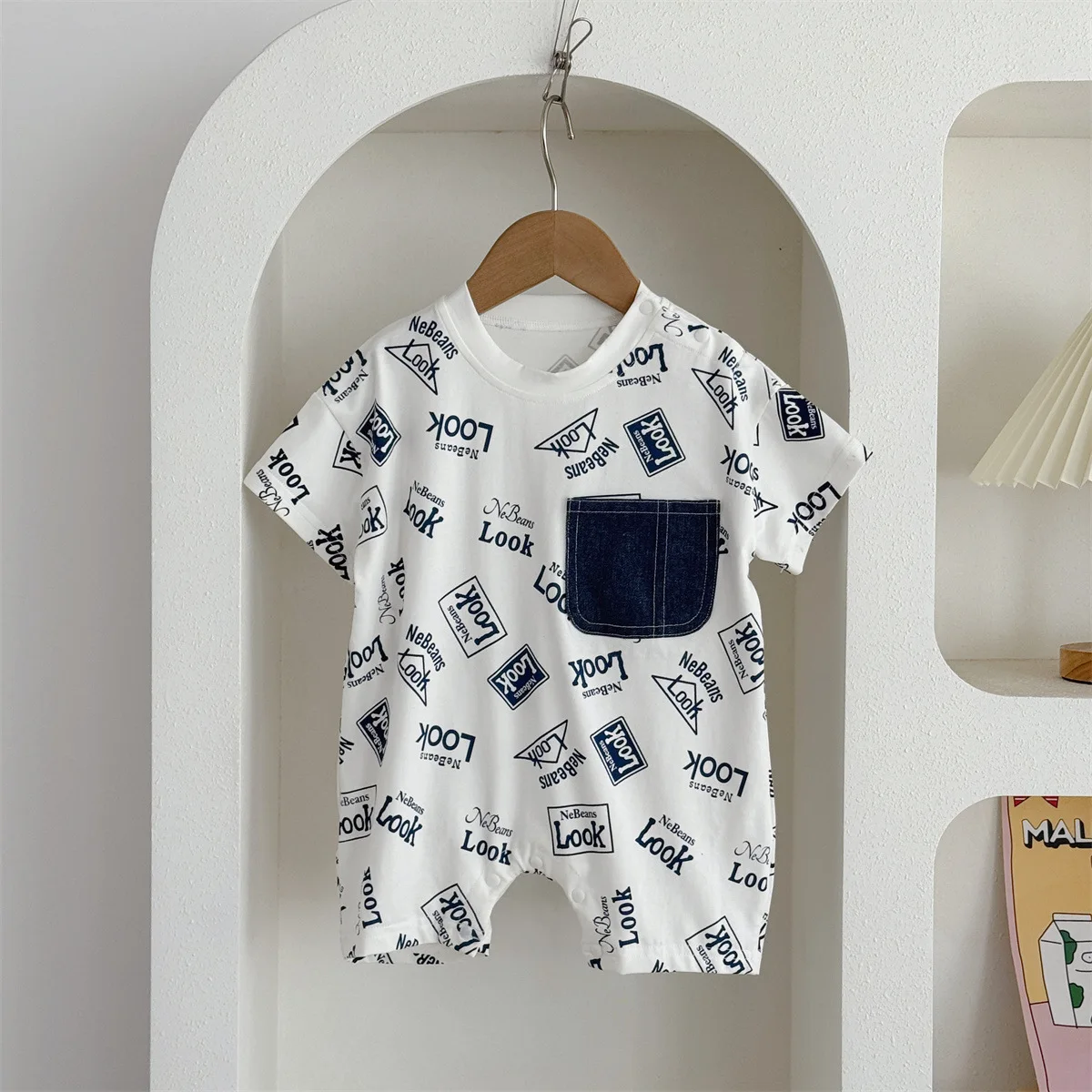 ZOETOPKID Baby-Strampler mit Mütze aus Baumwolle für den Sommer, für Neugeborene, Jungen und Mädchen, kurzärmelige, dünne Kletterkleidung für Kleinkinder – Detail 16
