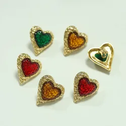 3 CM Vintage Pleated Red Heart-shaped Earrings Clip on No Piercing Retro Exaggerated Temperament Earrings Ear Cuff Clip Earrings