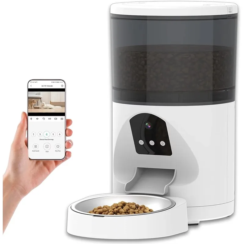 

Dog Cat Feeder Camera HD Video Night Vision Pet Food Dispenser with APP Control Auto Pet Feeder Camera