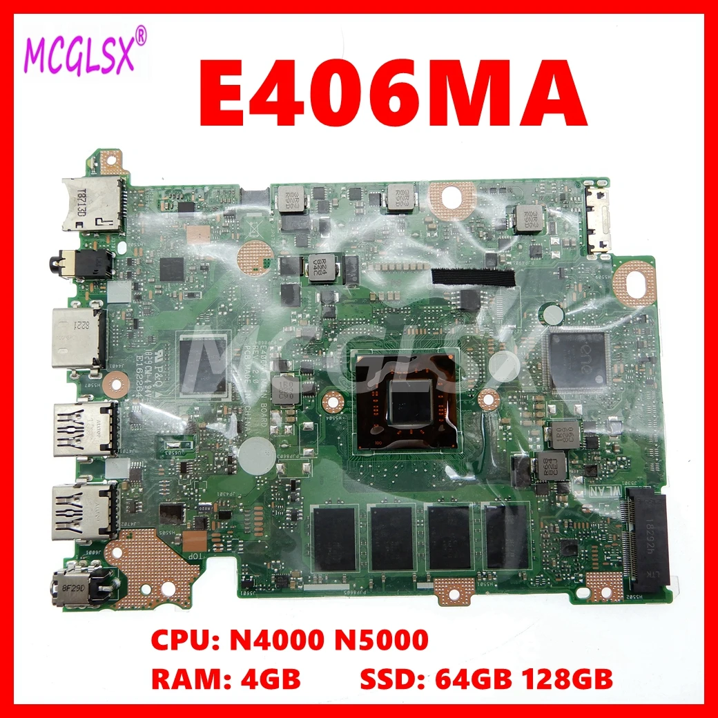 

E406MA Laptop Motherboard For Asus L406MA E406MAS E406MA E406M E406 Notebook Mainboard With 4GB-RAM 64GB-SSD N4000/N5000 CPU