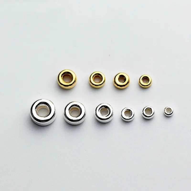 5PCS 925 เงินสเตอร์ลิงยางรูปร่าง Spacer ลูกปัดสําหรับ DIY สร้อยข้อมือสร้อยคอเงินบริสุทธิ์ลูกปัดเครื่องประดับ Fine ทํา