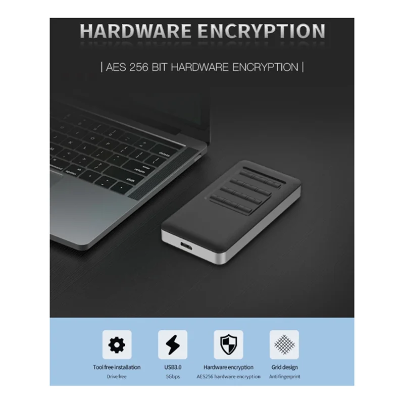 

AU61-M.2 MSATA Hardware Encryption Hard Disk Box USB3.0 Full Disk Encryptiontool Hard Disk Box 2.5" Sata