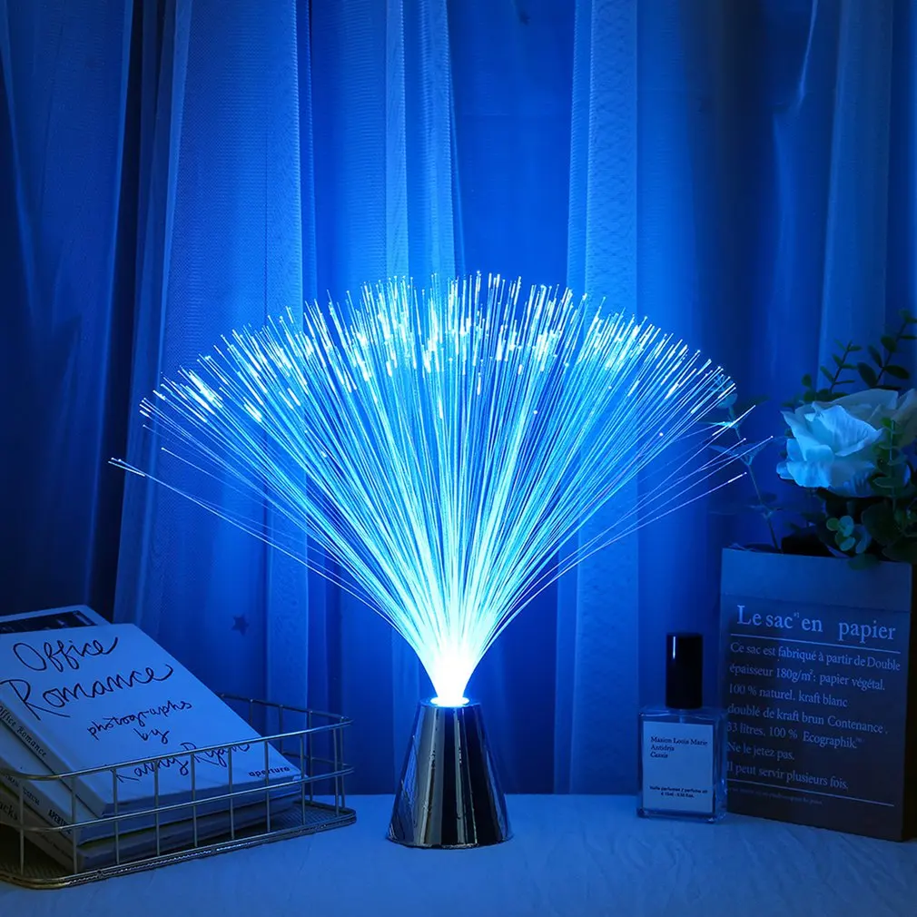 หลอดไฟเบอร์ออปติก LED สีสันสดใสโคมไฟไฟ LED กลางคืนประหยัดพลังงานไฟสร้างบรรยากาศไฟตกแต่งในร่ม