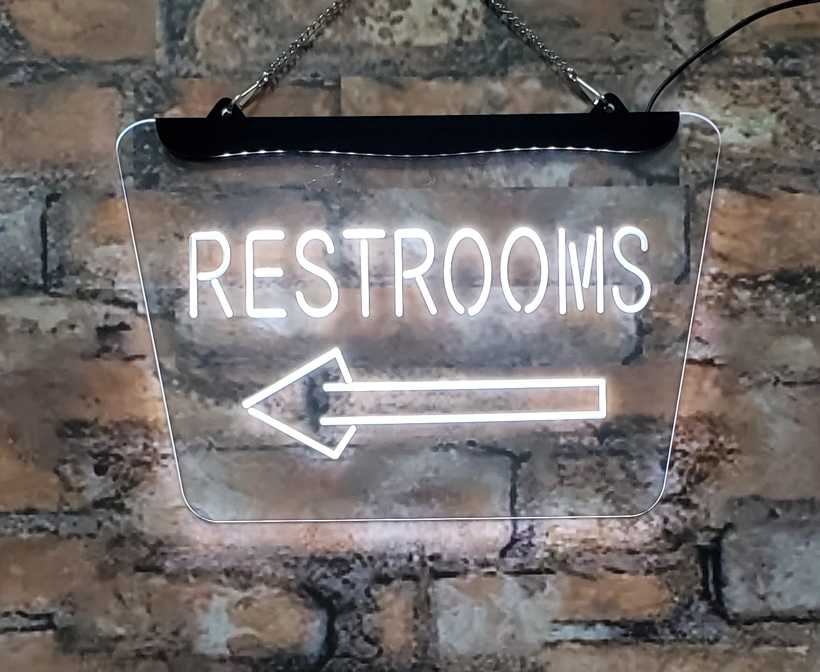 Public restroom, left arrow LED neon sign, acrylic board, home decoration, interior wall art, red 20*30, for rooms, shops, bar