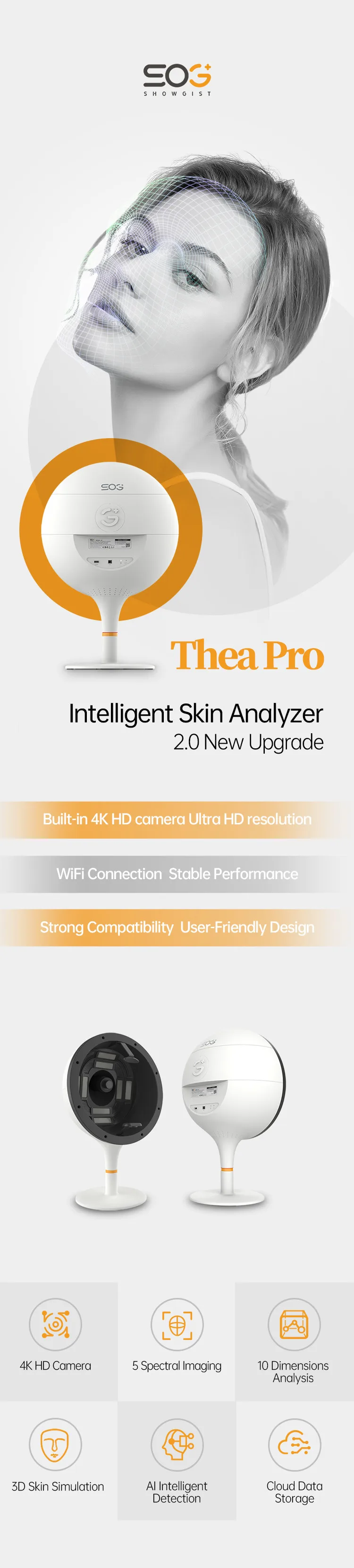 Spa Equipment Mirror Face Analysis System Skin Tester Analyzer Scanner Facial Skin Analysis Machine