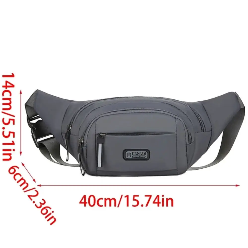 Bolsa de cintura multifuncional masculina de nylon, bolsa de peito crossbdoy ajustável de grande capacidade, leve, casual, bolsa de corrida, cinto, academia