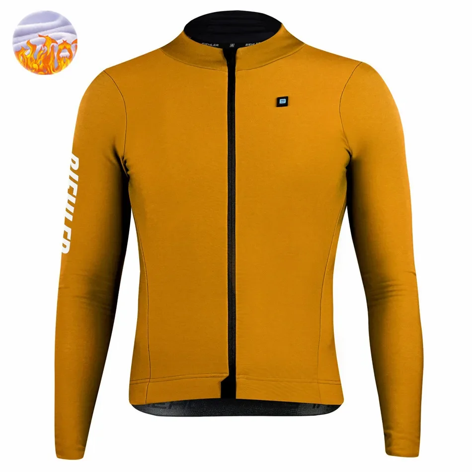 Biehler Winter Thermal Fleece Cycling Jersey Men Bike Long Sleeve Warm Tops Ropa Ciclismo Hombre Outdoor Sports Bicycle Jackets