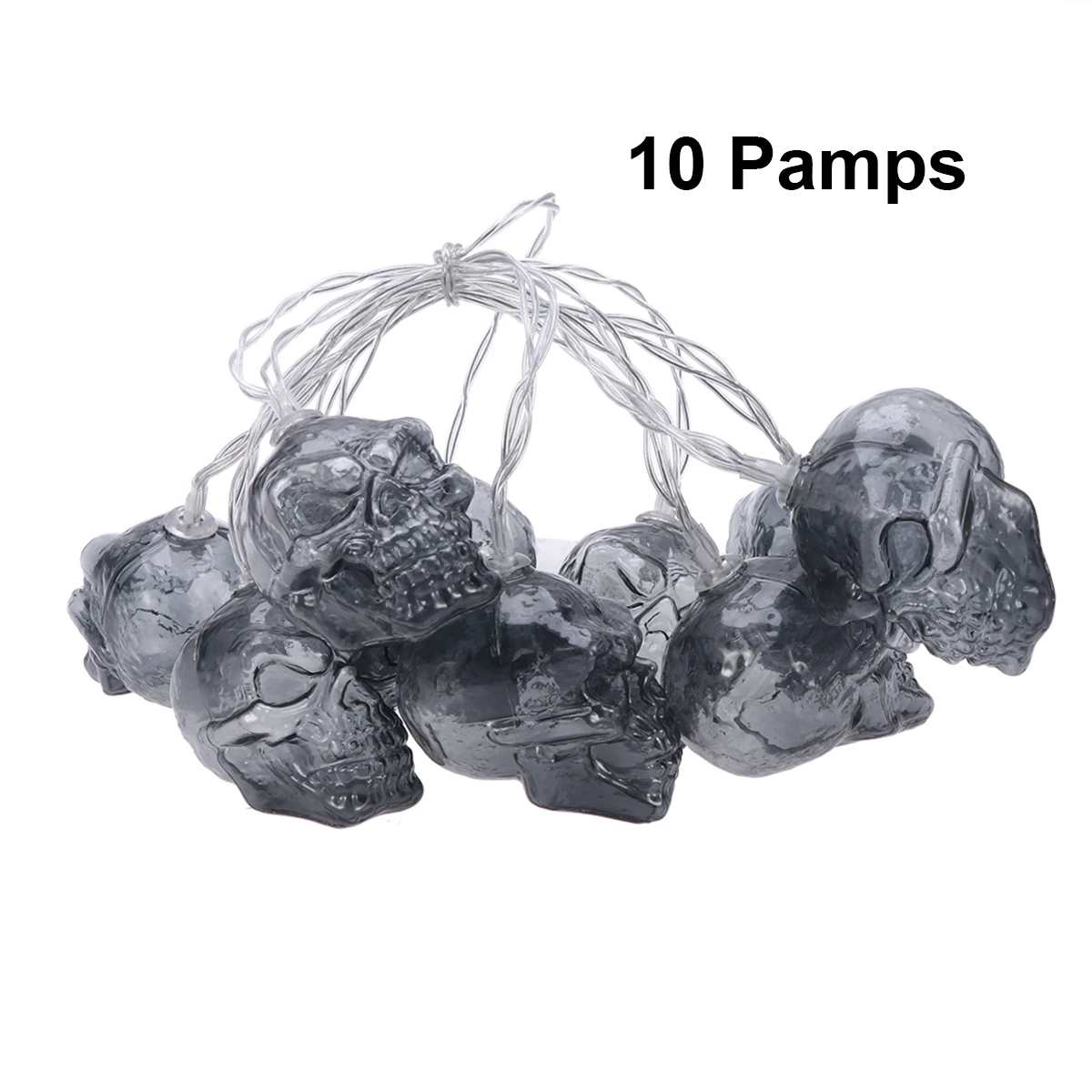 1.5m Halloween Skull LED String Lights Powered Fairy Lights para Patio Party Garden Holiday Decoração Interior Exterior