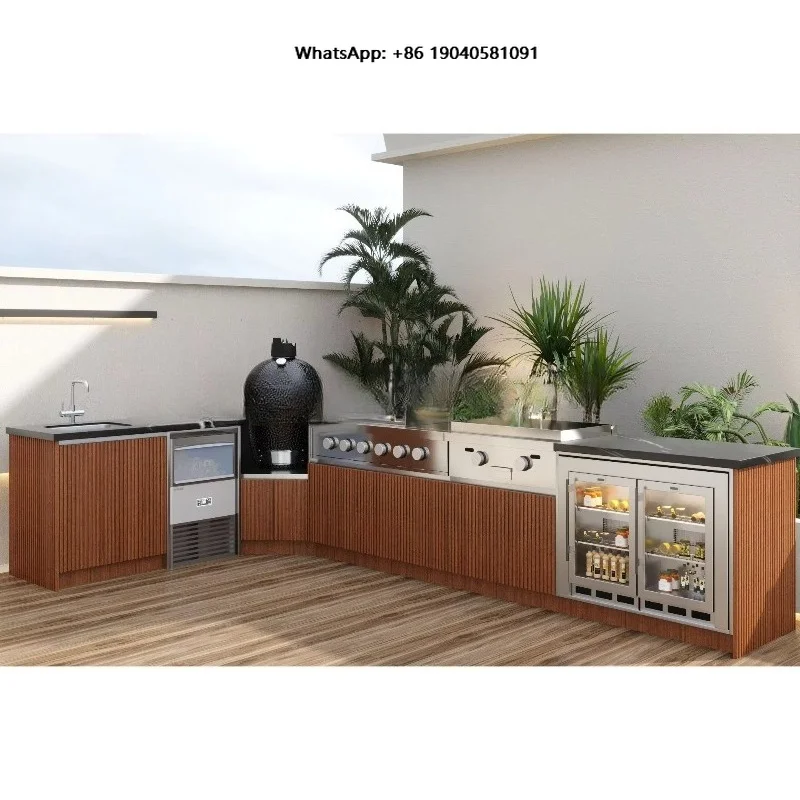 2026 Dorene LShape Large  Outdoor Kitchen Models Bbq Grill Kitchen Set 304 Stainless Steel Bbq Bar