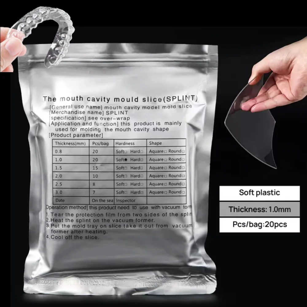 Dental Vacuum Forming Sheets Hard Soft Orthodontic Retainer Slice Square0.8/1.0/1.5/2.0/3.0mm Lab Splint Thermoforming Materials