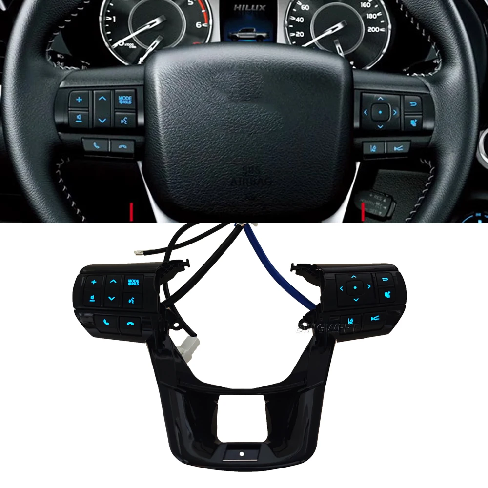 For Toyota Hilux Revo Rocco Fortuner 2015-2020 Car Steering Wheel Volume Telephone Audio Control Button Switch With Backlight view 6