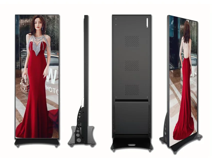 เครื่องเล่นโฆษณาอัจฉริยะแบบพกพา P1.9 P2 P2.5 P3 P4 จอแสดงผล LED สำหรับโปสเตอร์โฆษณาในห้างสรรพสินค้า ป้ายแบนเนอร์ LED ผนังวิดีโอ