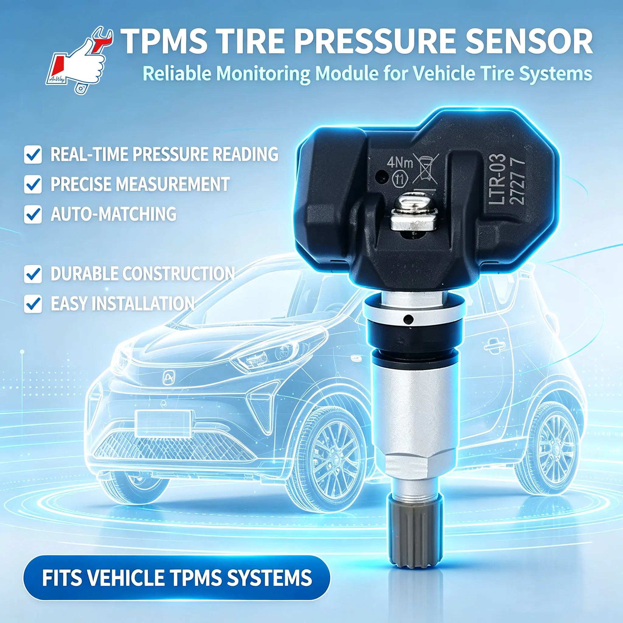 Custom Fit Car Tire Pressure Monitoring Sensor For Chery eQ1 2017-2026 High Accuracy Internal Tire Monitoring System TPMS Sensor