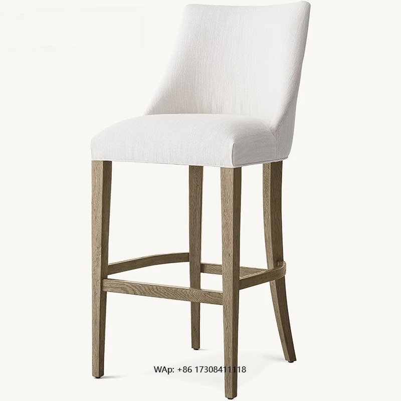 Light luxury solid wood bar chair modern simple home high stool creative bar chair Fashion leather bar chair