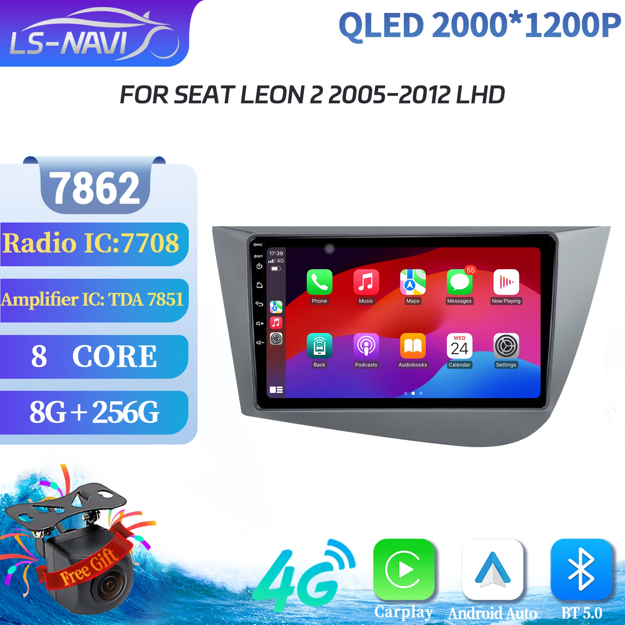 

Android 14 Navigation For Seat Leon 2 2005-2012 LHD Car Radio Multimedia Audio Accessories Wireless BT Carplay 2K QLED Screen