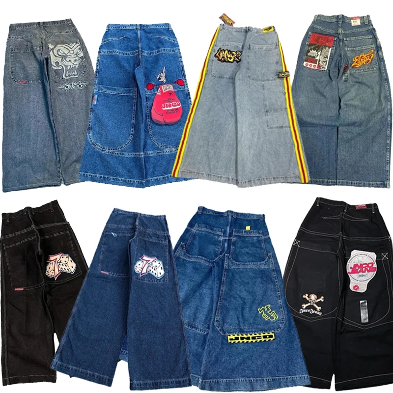 JNCO baggy jeans Y2K Men streetwear high waisted jeans Hip Hop Embroidered gh quality clothing Harajuku aesthetic wide leg jeans